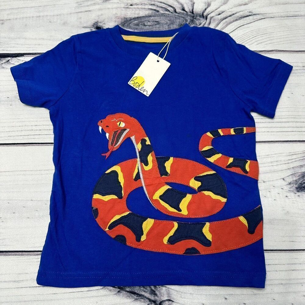 NWT New Mini Baby Boden Snake Applique Shirt Short Sleeved 2-3Y (98cm)